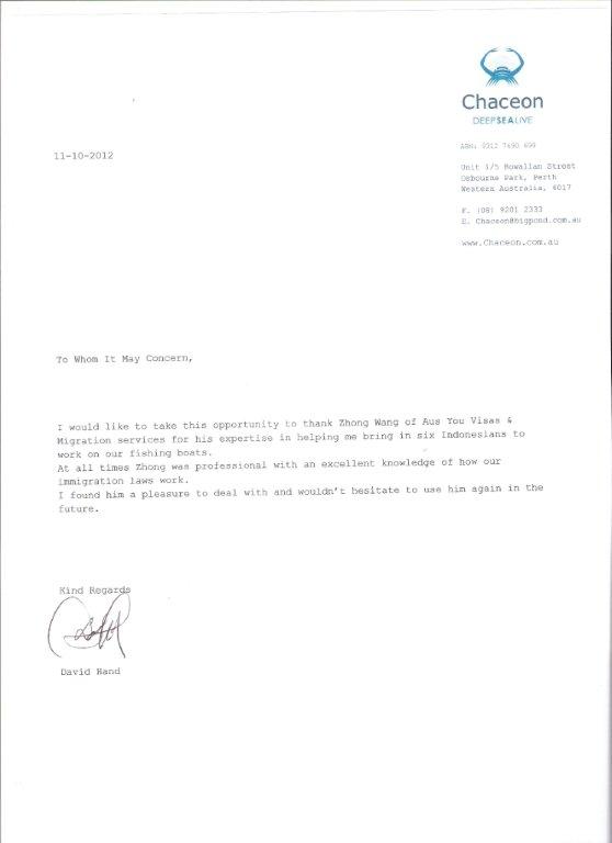 letter for zhong Recommendation Clients Testimonials 